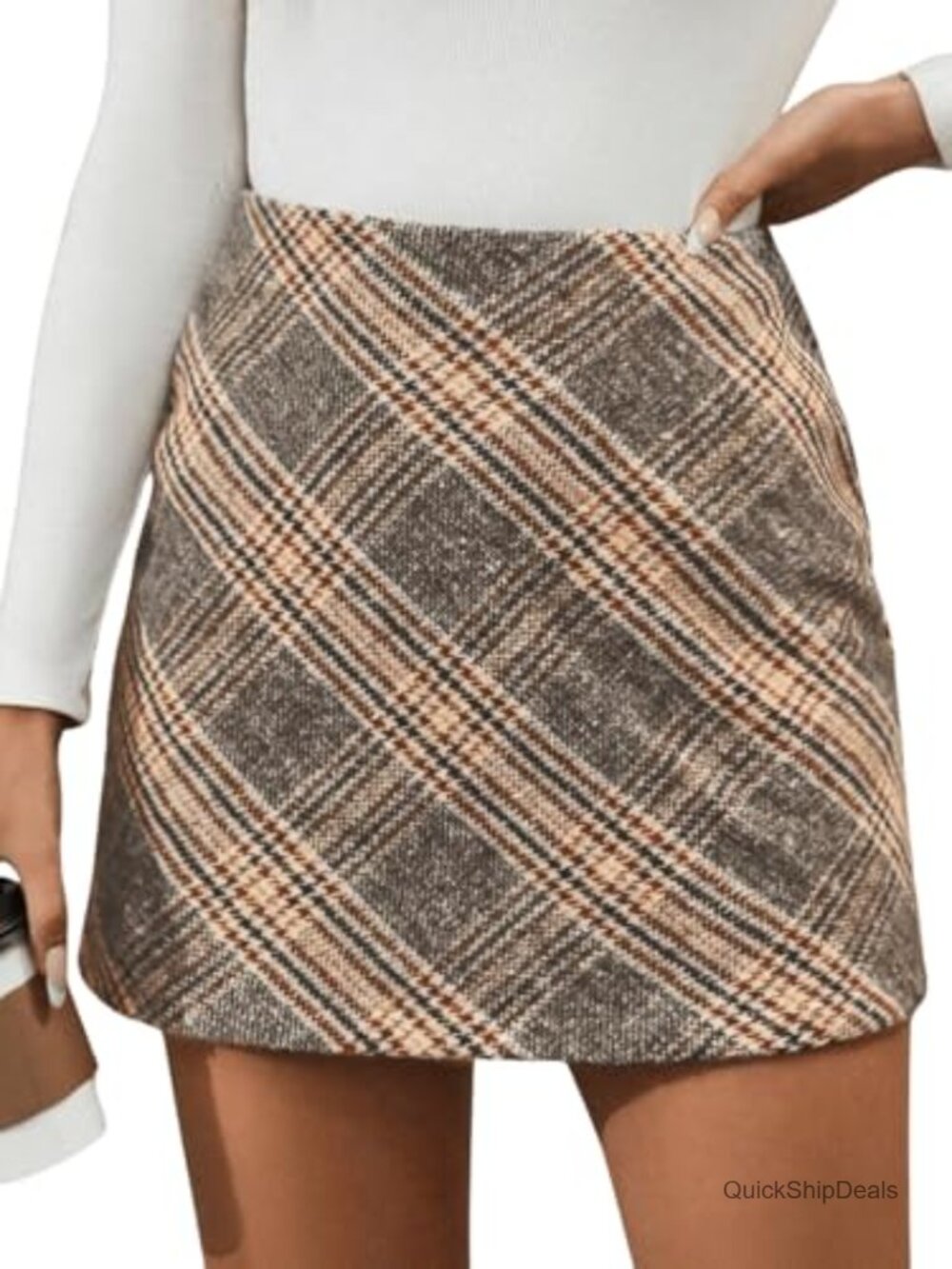 Plaid Mini Skirt High Waist Bodycon Short Office Fall Skirt
